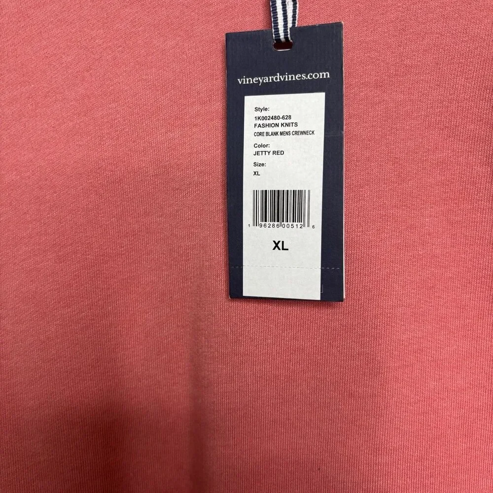 Vineyard Vines Fashion Knits Core Blank Mens Sweatshirt Crew Neck Salmon Large